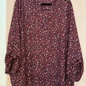 Women's Floral Print Top - Burgundy